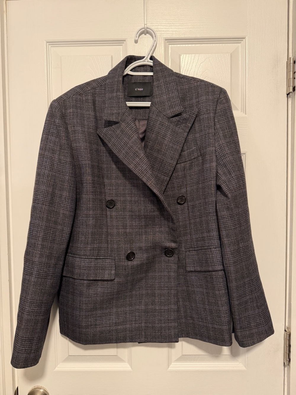 The Frankie Shop C’Noir Danae Check Oversized Double Breasted Blazer One Size - Picture 4 of 9